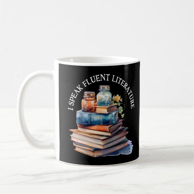 Mug Je Parle De Littérature Fluente | Cadeau enseignan (Gauche)