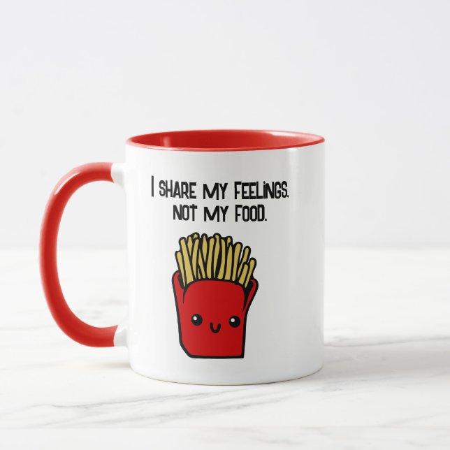Mug Je Partage Sentiments Pas Nourriture Drôle Kawaii  (Gauche)