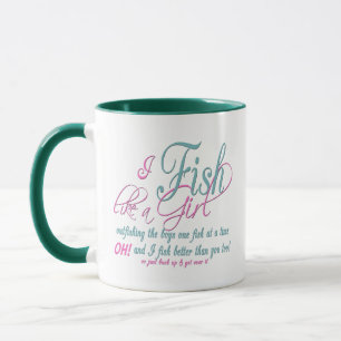 Mug Je pêche comme une fille Engin de pêche