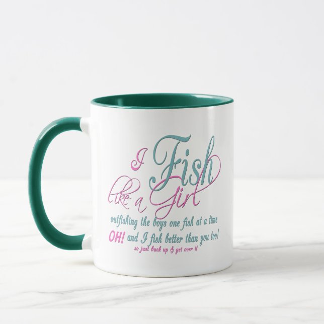 Mug Je pêche comme une fille Engin de pêche (Gauche)