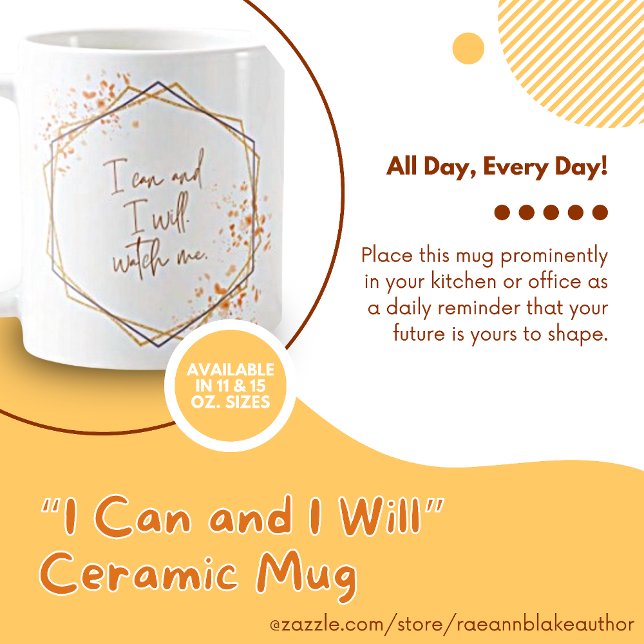 Mug "Je peux et je vais" en or et rose (Créateur téléchargé)