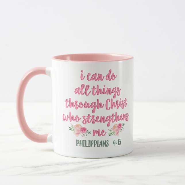Mug Je Peux Faire Tout Par Le Christ // Verse Bible (Gauche)
