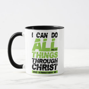 Mug Je peux faire tout par le verset de la Bible du Ch