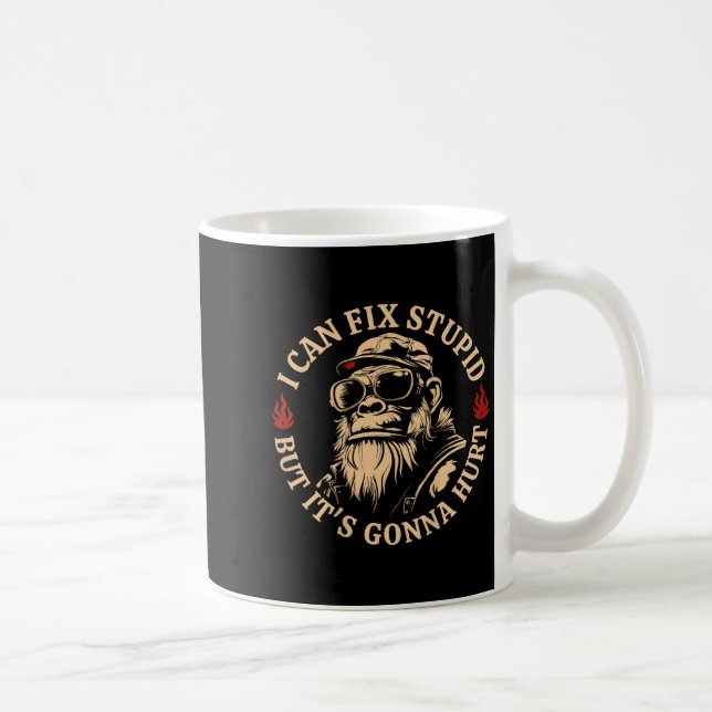 Mug Je peux réparer Stud mais ça va faire mal à singe  (Droite)