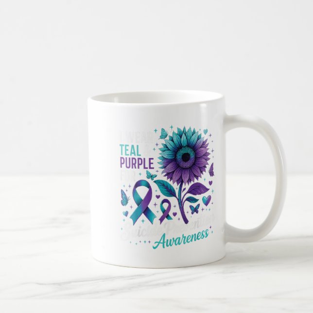 Mug Je Porte le &amp Turquoise; Purple Suicide Prevent (Droite)