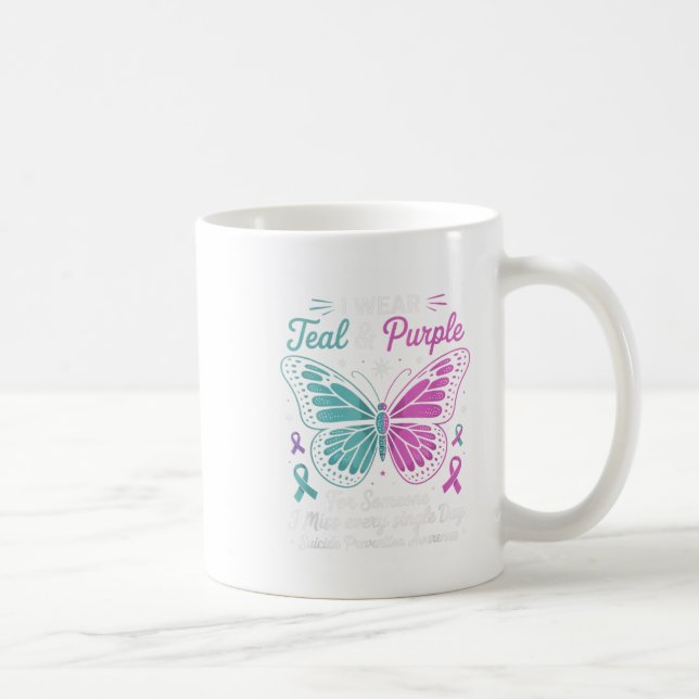 Mug Je Porte le &amp Turquoise; Purple Suicide Prevent (Droite)