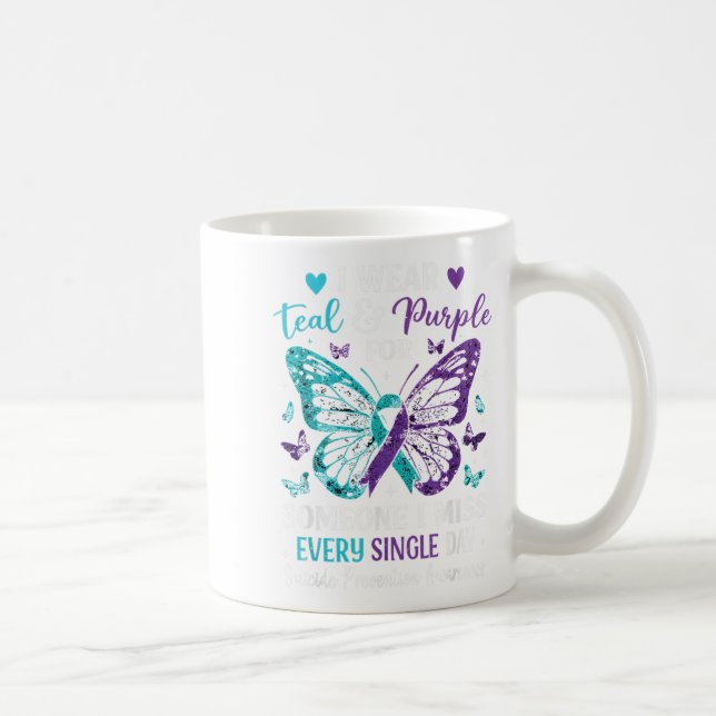 Mug Je Porte le &amp Turquoise; Purple Suicide Prevent (Droite)