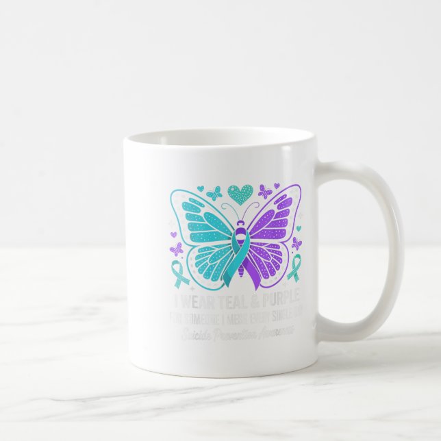 Mug Je Porte le &amp Turquoise; Purple Suicide Prevent (Droite)