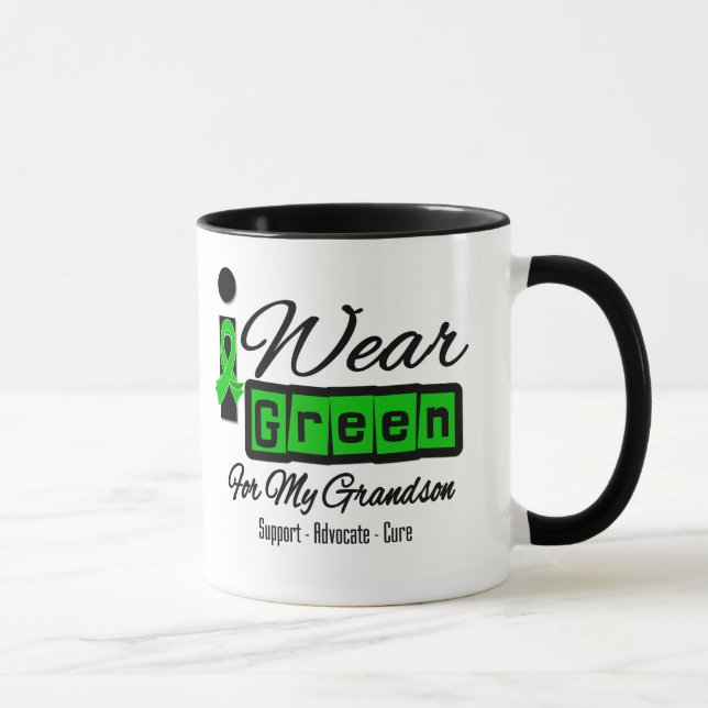 Mug Je porte le petit-fils vert de ruban (rétro) - (Droite)