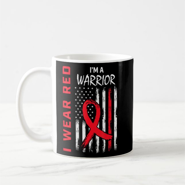 Mug Je Porte Le Rouge Pour La Maladie Cardiaque Guerri (Gauche)