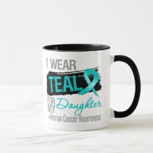 Mug Je porte le ruban turquoise pour mon Cancer