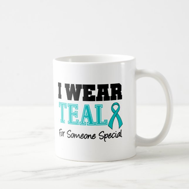 Mug Je porte le ruban turquoise pour quelqu'un spécial (Droite)