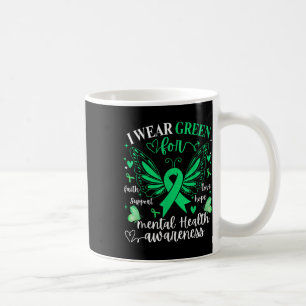 Mug Je Porte Le Ruban Vert Papillon Coeur Santé mental