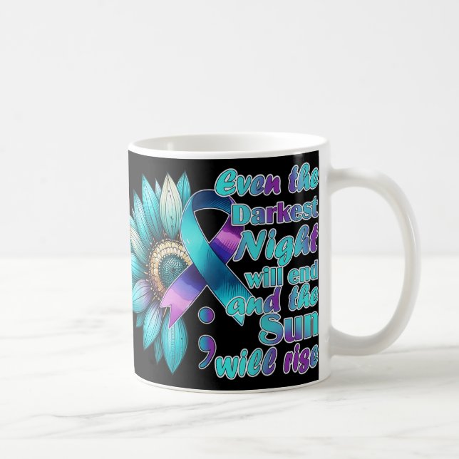 Mug Je porte le sarcelle et le violet Prévention natio (Droite)