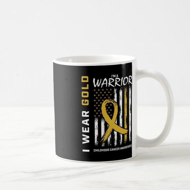 Mug Je porte l'or guerrier enfant cancer de sensibilis (Droite)