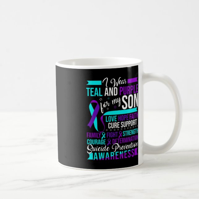 Mug Je porte Turquoise et pourpre pour mon fils Suicid (Droite)
