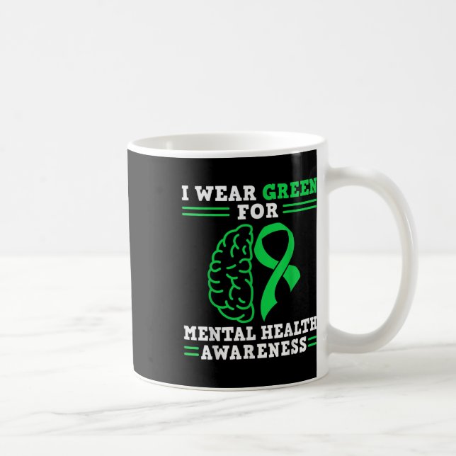 Mug Je Porte Vert Pour Sensibilisation À La Santé Ment (Droite)