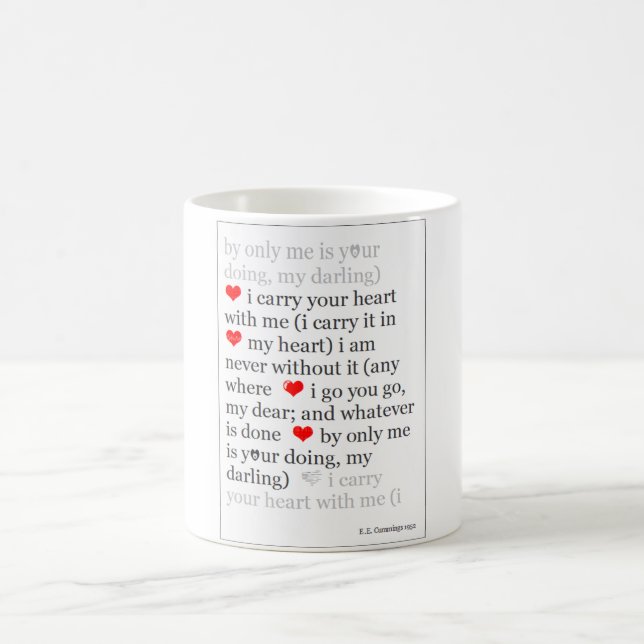 Mug Je porte votre coeur avec moi, citation romantique (Centre)