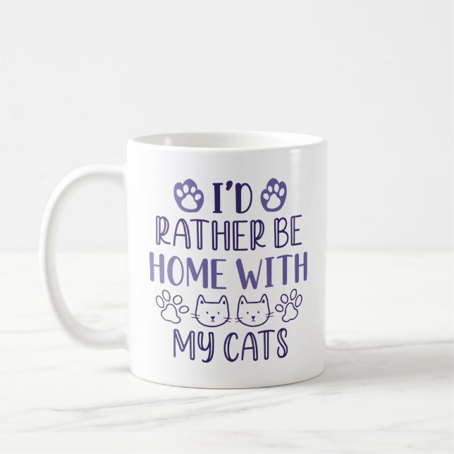 Mug Je préfère être à la maison avec mes chats (Gauche)