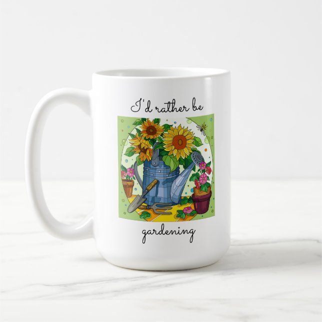 Mug Je préfère jardiner ! Bouge de café fleurie mignon (Gauche)