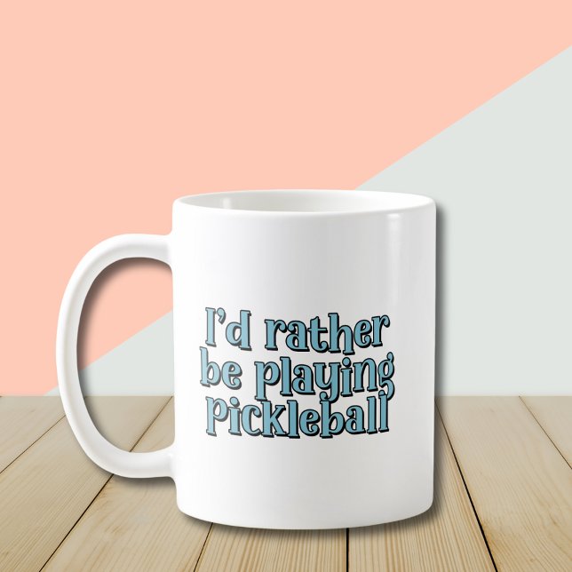 Mug Je préfère jouer au pickleball Blue Retro Text (Créateur téléchargé)