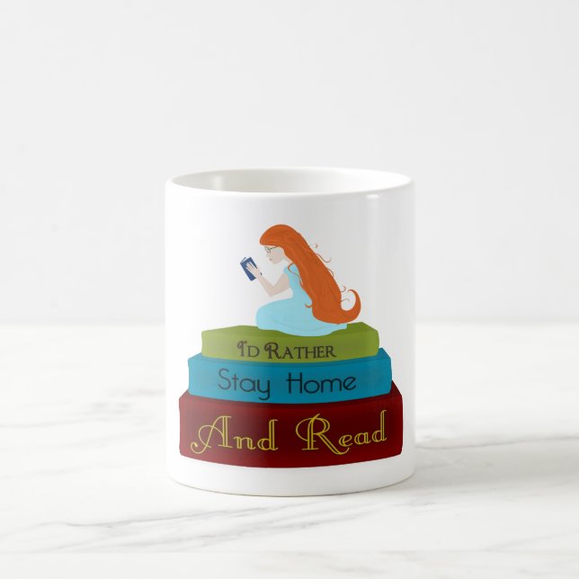 Mug Je préfère rester à la maison et lire (Centre)