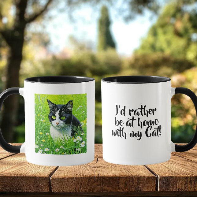 Mug Je préférerais être chez moi avec mon chat (Créateur téléchargé)