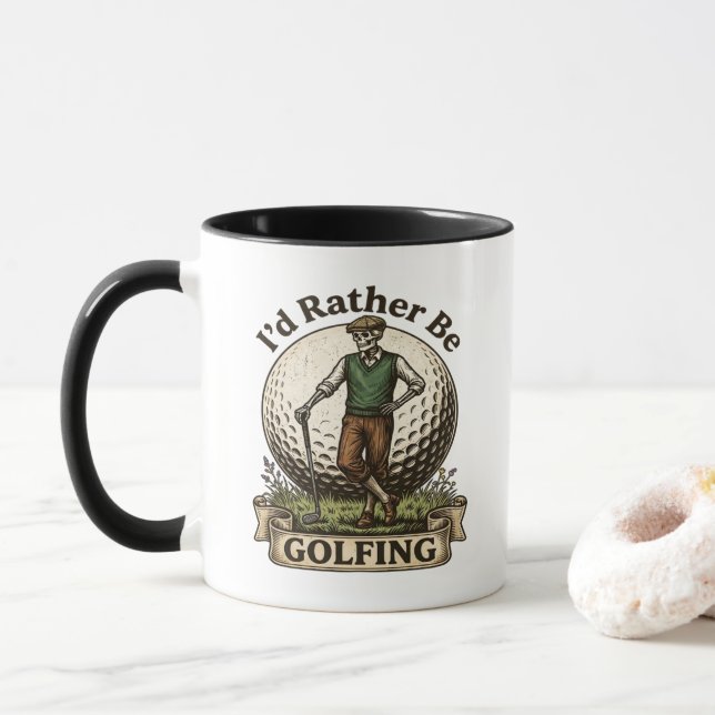 Mug Je préférerais être en train de jouer au golf  (Avec donut)