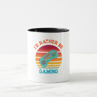 Mug Je préférerais être en train de jouer Design Rétro