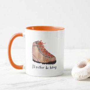 Mug Je préférerais être Randonnée Boot Watercolor 