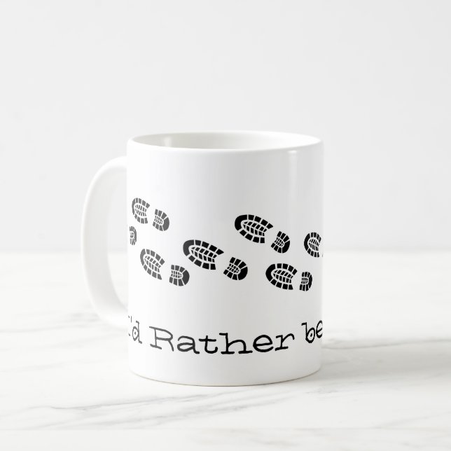 Mug Je Préférerais Être Randonnées Boots Black White F (Devant gauche)