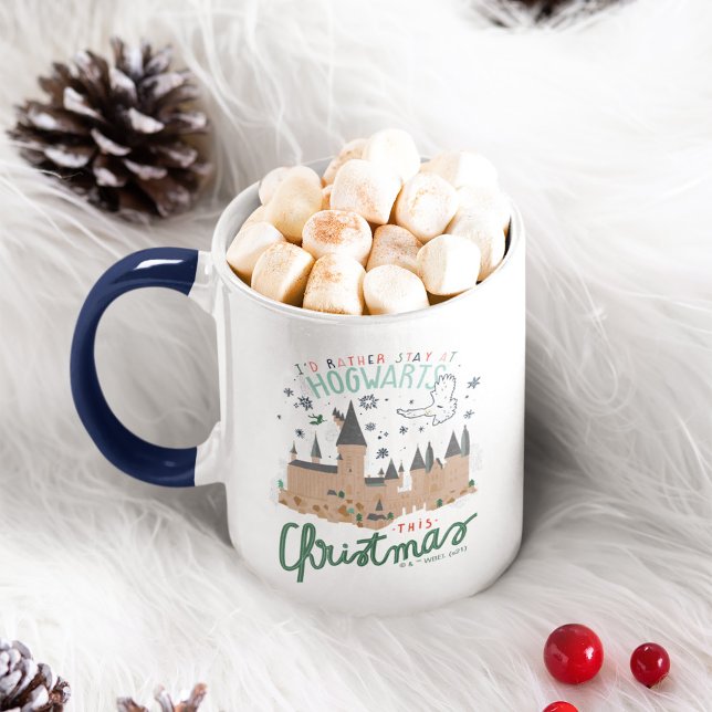 Mug Je Préférerais Rester À Hogwarts Ce Noël (Mug on holiday background)