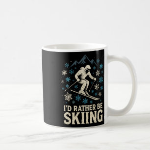 Mug Je préférerais skier - Silhouette de ski snowboard
