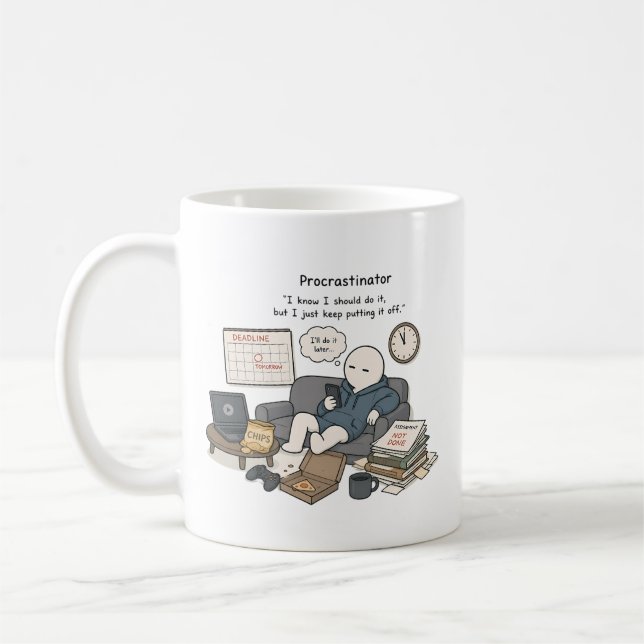 Mug Je remets à plus tard Je sais que je devrais Meme  (Gauche)