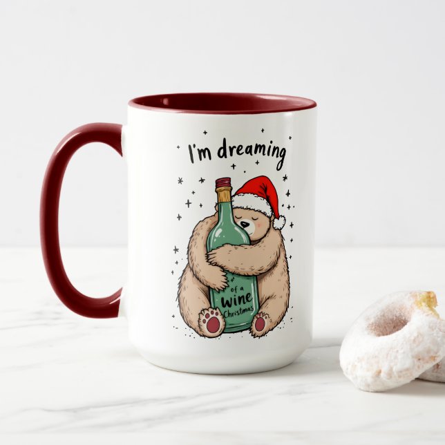 Mug Je rêve d'un Noël de vin (Avec donut)