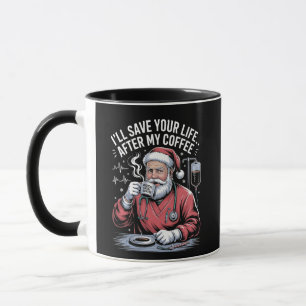 Mug Je sauverai ta vie après mon café Santa Noël