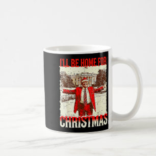 Mug Je serai à la maison pour le Père Noël de Noël Vin