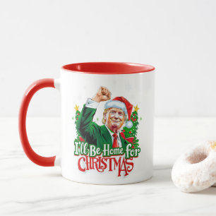 Mug Je serai à la maison pour Noël amusant Trump Père