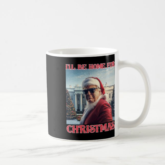Mug Je serai à la maison pour Noël Trump Père Noël Sel (Droite)