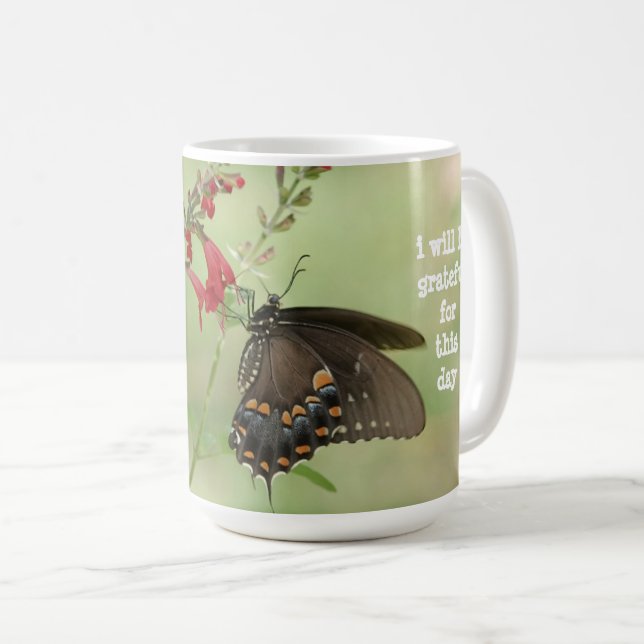 Mug je serai reconnaissant pour ce jour, papillon (Devant droit)
