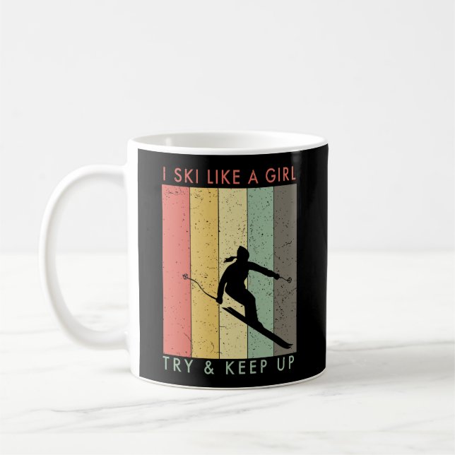 Mug Je Skie Comme Une Fille - Essayer De Rester Rétro  (Gauche)