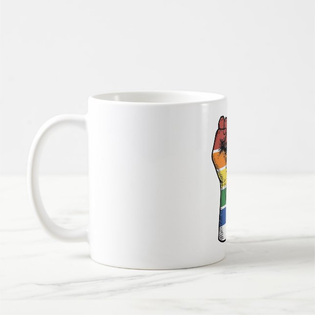 Mug Je soutiens la conception de chemise de poing de f (Gauche)