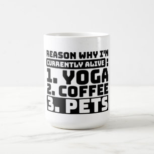 Mug Je suis actuellement Vivant Yoga, Café, Animaux