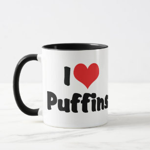 Mug Je suis amoureux des macareux à cœur