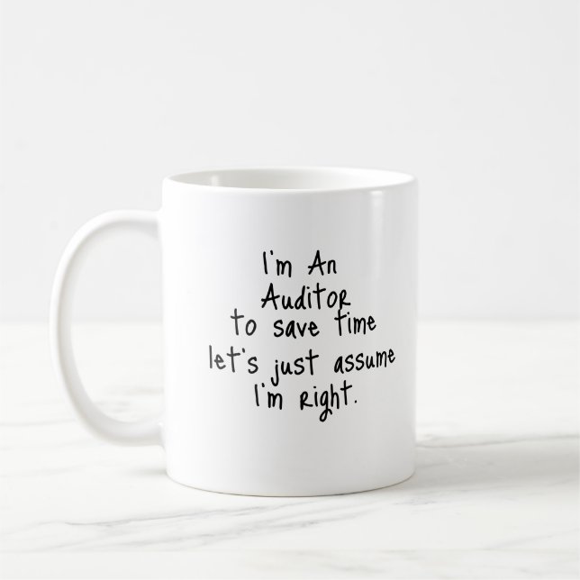 Mug Je suis Auditeur pour gagner du temps, supposons j (Gauche)