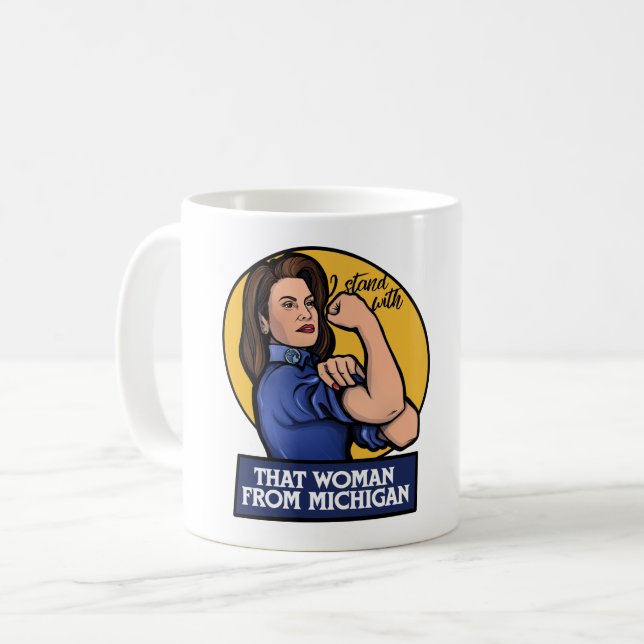 Mug Je suis avec cette femme du Michigan Gretchen (Devant gauche)