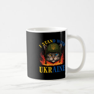 Mug Je suis avec le chat de soldat ukrainien femmes uk