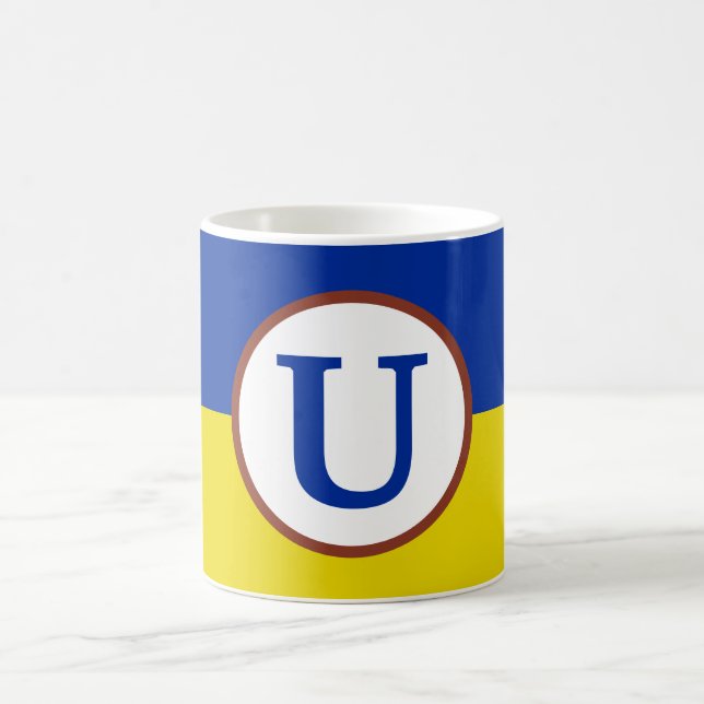 Mug Je suis avec l'Ukraine bleu et jaune drapeau monog (Centre)