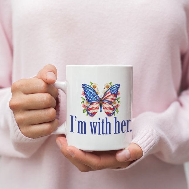 Mug Je suis avec son mignon papillon Kamala Harris (Créateur téléchargé)