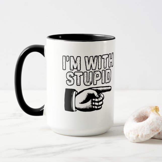 Mug Je suis avec un doigt d'idiot (Avec donut)